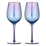 2pc Tempa Thalia 420ml Stemmed Crystal Wine Glass Goblet Glasses Set Black Pearl