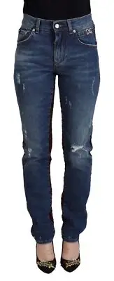 Dolce & Gabbana Elevated Elegance Checkered Back Denim Women's Pants Authentic