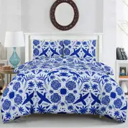 100% Organic Cotton Quilt Cover Set Spring Time Blue Reversible Print Doona Covers Single Double Queen King
