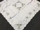 Embroidered Christmas Candle Embroidery Tablecloth Fabric Topper 42x42" Square