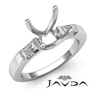 3 Stone Diamond Wedding Classic Baguette Round Mount Ring 14k White Gold 0.3Ct
