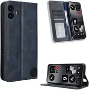 Non-Slip Magnetic Flip Cover Card Slots Phone Shell Compatible with Nothing CMF Phone 1 CMFPhone1 Leather Case Dustproof Business Stand Holder Phone Cover (Blue,Nothing CMF Phone 1)