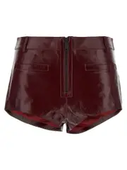 [Self Portrait] Self Portrait-Craqué Leather Shorts Bermuda E Short Bordeaux-Donna 10UK
