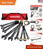 9-Piece Chrome Vanadium SAE Wrench Set 1/4-3/4 Inch, Anti-Slip Ratchet Tools
