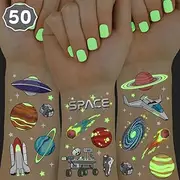 xo, Fetti Glow in the Dark Space + Planets Temporary Tattoos for Kids - Space Birthday Party Supplies, Astronaut Favors + Rocketship Decorations