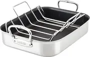 Hestan - Provisions Collection - Classic Clad Nonstick Roasting Pan with Stainless Steel Rack, Induction Cooktop Compatible, 14.5-Inch