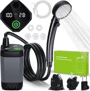 Portable Shower for Camping, [6000mAh Long-Lasting] Spopal Rechargeable Camping Shower with Shower Head, Intelligent LED Display, Electric Shower Pump for Camping, Hiking, Travel, Car & Pet Clean