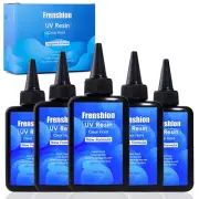 5X100G UV Resin,Upgrade Formula Crystal Clear UV Resin Solar Cure Sunlight Activ