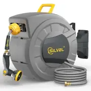SILVEL Retractable Garden Hose Reel, 1/2 in x 110 ft Wall Mounted Garden Hose...