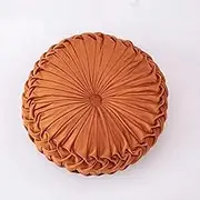 Xiao Hua Throw Pillows Velvet Pleated Round Pumpkin Couch Cushion Floor Filled Cushion for Home Sofa Chair Bed Car Decor (Orange)