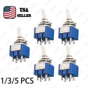 1/3/5Pcs DPDT Blue 2 Way 6 Pin ON ON Guitar Mini Toggle Switch Car/Boat Switches