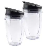 2 Pack 18 oz Cup, Sip & Seal Lid 427KKU450 408KKU641 for Nutri Ninja BL480 BL640