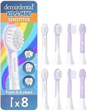 [demirdental] Kids Mini Toothbrush Heads Compatible with Philips Sonicare Compact Kids Toothbrush Heads - Replacement Heads Sensitive - Brush Heads from Ages 3 to 6 - Lilac - Replaces HX6038-8 Pack