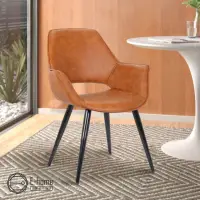 在飛比找momo購物網優惠-【E-home】Dunn唐恩飛翼扶手工業風造型餐椅-棕色(餐