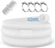Pack of 2 Pool Hose 32 mm for Pool Pumps with 4 Safety Clips and 1 Hose Connector, 150 cm Swimming Pool Hose 32 mm, for Filter Pump and Swimming Pool