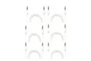 6x Crest 1.5m Coiled 3.5mm to 3.5mm AUX Male Audio Cable for Speakers Car White