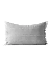 [Aura Home] Vintage Linen Fringe Rectangle Cushion in Smoke