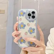 LIUJINCAN Compatible with iPhone 14 Case 6.1" - Pink Berry Blue Floral - Full Camera Lens Protection - Slim Soft TPU Silicone Bumper Case for Women and Girls