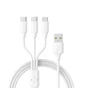 Universal Portable Silicone 3 in 1 Micro USB Lightning Type-c Mobile Phone Charger Cable Cord/Android iPhone Fast Data Line Cable - White