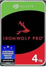Seagate IronWolf Pro 4TB, Enterprise Internal NAS HDD, CMR, 3.5 Inch, SATA 6GB/s, 7.200 RPM, 256MB Cache for RAID NAS, Data Rescue Services, Frustration Free Packaging (ST4000NTZ01)