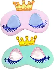 FONDOTIN 2 Pcs Long Eyelash Eye Blindfold Sleep Blindfold for Girl Tiara Sleeping Accessory Cartoon Eye Mask