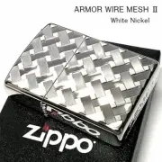 Zippo Armor Case Wire Mesh White Nickel Brass Diamond Cut Oil Lighter Japan