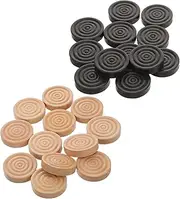 Abaodam Wooden Checkers Chess Pieces Set Solid Wood Mini Chess Pieces Round Threaded Design for Travel Home