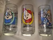 Alvin And The Chipmunks & The Chipettes Set Of 3 Collector Glasses Vintage 1980s