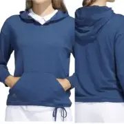 Adidas Woman’s Essentials Slub 1/4 Button blue lightweight Hoodie -XL NWT