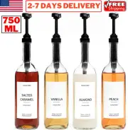 750ml Coffee Syrup Dispenser Coffee Bar Accessories Coffee Syrup Pump Jar Labels