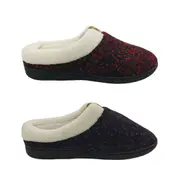 Lorella Snowy Ladies Slippers Slip on Scuff Knit Top Fleece Lined Cushioned