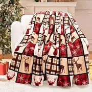 ROMROL Christmas Blanket, Red and Black Buffalo Plaid Christmas Throw Blanket, Soft Fuzzy Plush for Couch Sofa or Bed, Flannel Lap Blanket, for Kids, Adults, Wife, Self (50" x 60")