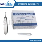 100 Pcs Scalpel Blades #70 Postmortem Instruments With Free #8 BP Handle