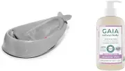 Skip Hop Moby 3 in 1 Baby and Toddler Bath Tub, Grey and Gaia Natural Baby Sl...