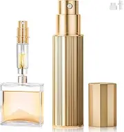 Taefuhnn 10ML Perfume Atomiser Travel Bottle, Mini Perfume Spray Bottle Refillable, Leak-Proof, Fine Mist, Portable Travel Accessories for Women& Men Handbag Pocket Luggage, Gold