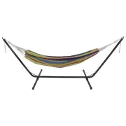Northlight 59" x 78" Green, Yellow, Blue and Purple Striped Poly Cotton Hammock