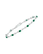 Silver 1.61 ct. tw. Diamond & Emerald Bracelet