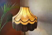Lampshade scallop dome brown gold hand-stitched table lampshade floor lampshade