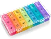 Weekly Pill Organizer Case – 3-Times-a-Day Pill Box - Large Plastic Dispenser