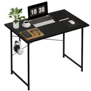 32 Inch Home Office Computer Small Desk PC Table with Headphone Hooks Black