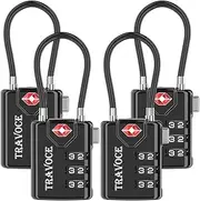 [Travoce] Search Alert TSA Approved Travel Combination Luggage Cable Locks for Suitcase, Gym Locker,Toolbox,Backpack 1,2,4,6 &10 pk, Black 4 Pack, one_Size