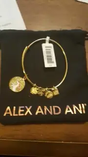 Alex and Ani UNICORN Yellow Gold Finish Bangle New W/Tag Card & Bag