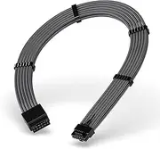 EZDIY-FAB GPU Power Sleeved Cable Extension, 16pin(12+4) 12VHPWR PCIe 5.0 Connector Male to Female for RTX4070Ti Super, 4080 Super, 4090, with Cable Combs-16AWG/Carbon