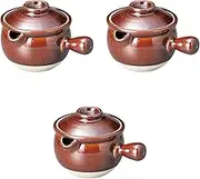 Set of 3, Yukihei No. 4 [5.1 x 5.1 x 4.3 inches (13 x 13 x 11.1 cm) 700cc] | Rice Pot, Ceramic (Earth), Direct Fire, Setomonohonpo