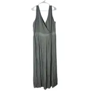 TFNC London Calida Maxi Dress Sage Pleated V-Neck Size 22, PLUS SIZE