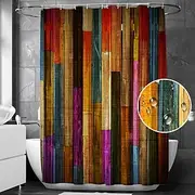 Shower Curtain with Hooks for Bathroom,180cm180cm(7070)Rustic Farmhouse Vintage Barn Door Printing Bathroom Decor Set Polyester Waterproof 12 Pack Plastic Hook