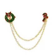 4PC Christmas Fashion Women Enamel Wreaths Candy Chain Brooch