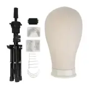 22'' Block Canvas Mannequin Head with Adjustable Tripod Stand for Wigs AU Stock