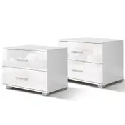 2x ALFORDSON 2 Drawers Bedside Table Eitel Gloss Nightstand (White)