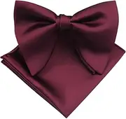[Mantieqingway] Bow Ties for Men, Pre-tied Adjustable Oversize Bowties and Pocket Square Set for Tuxedo/Vest/Wedding/Graduation